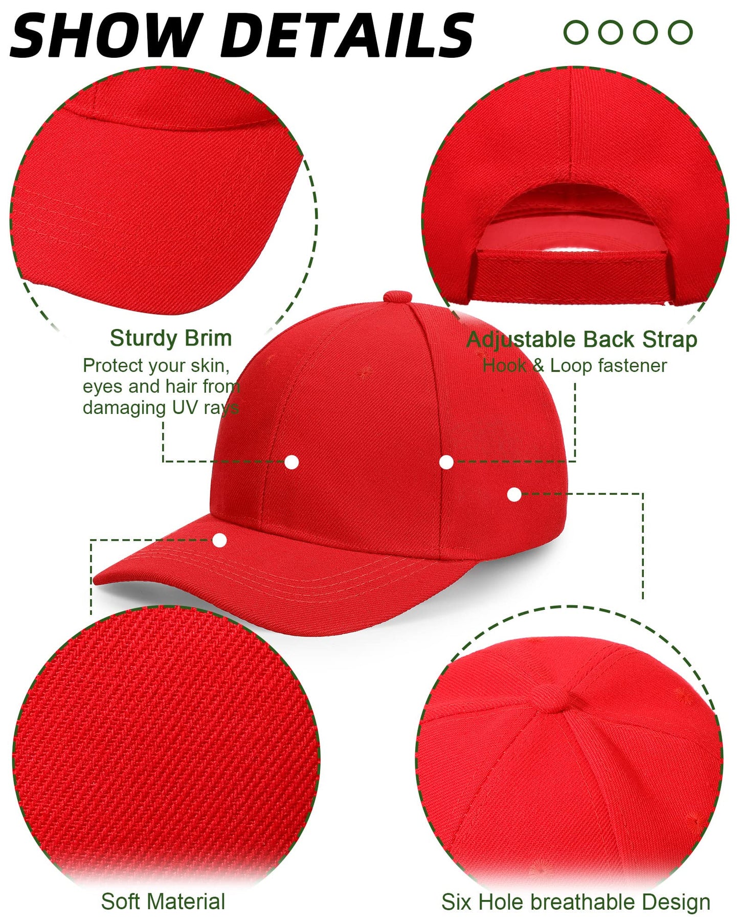 Optima Premium Adjustable Baseball Cap - 36 Pack Sublimation Hats