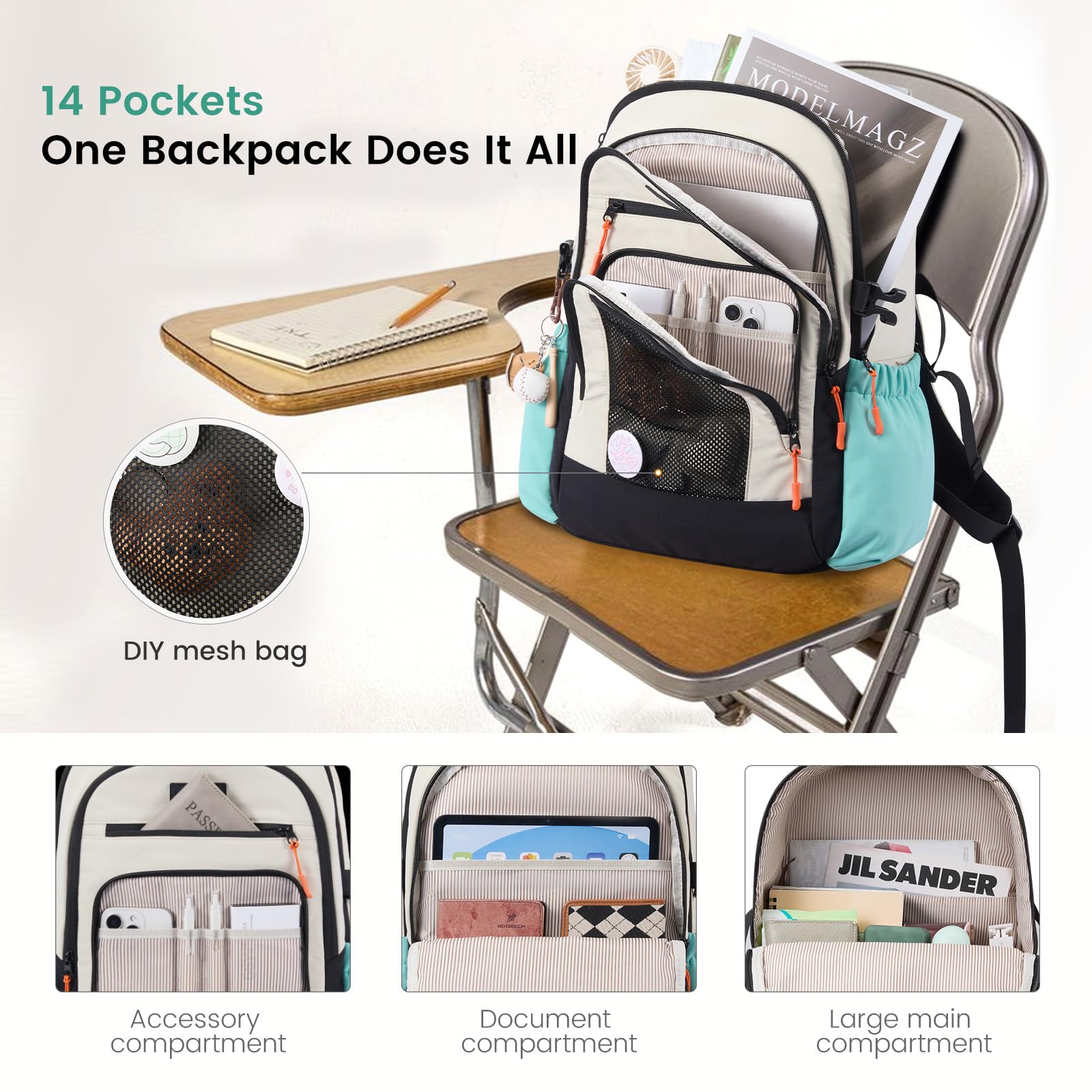 Optima Women's 15.6" Waterproof Laptop Backpack with Cup Holder Optima Women's 15.6" Waterproof Laptop Backpack with Cup Holder