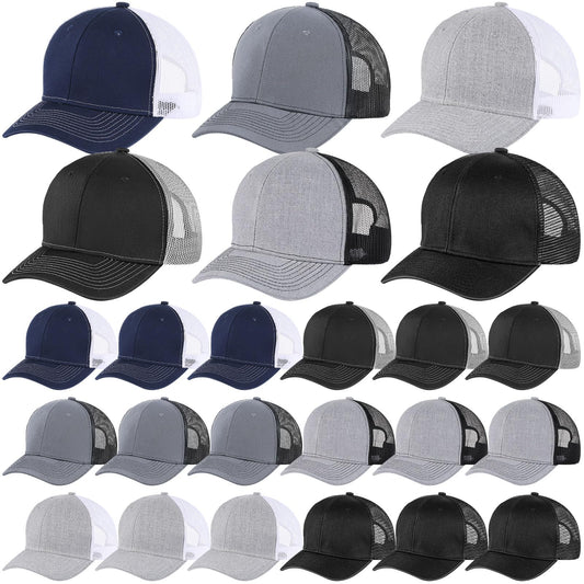 Optima Premium Adjustable Trucker Hat - 24 Pcs Blank Mesh Caps