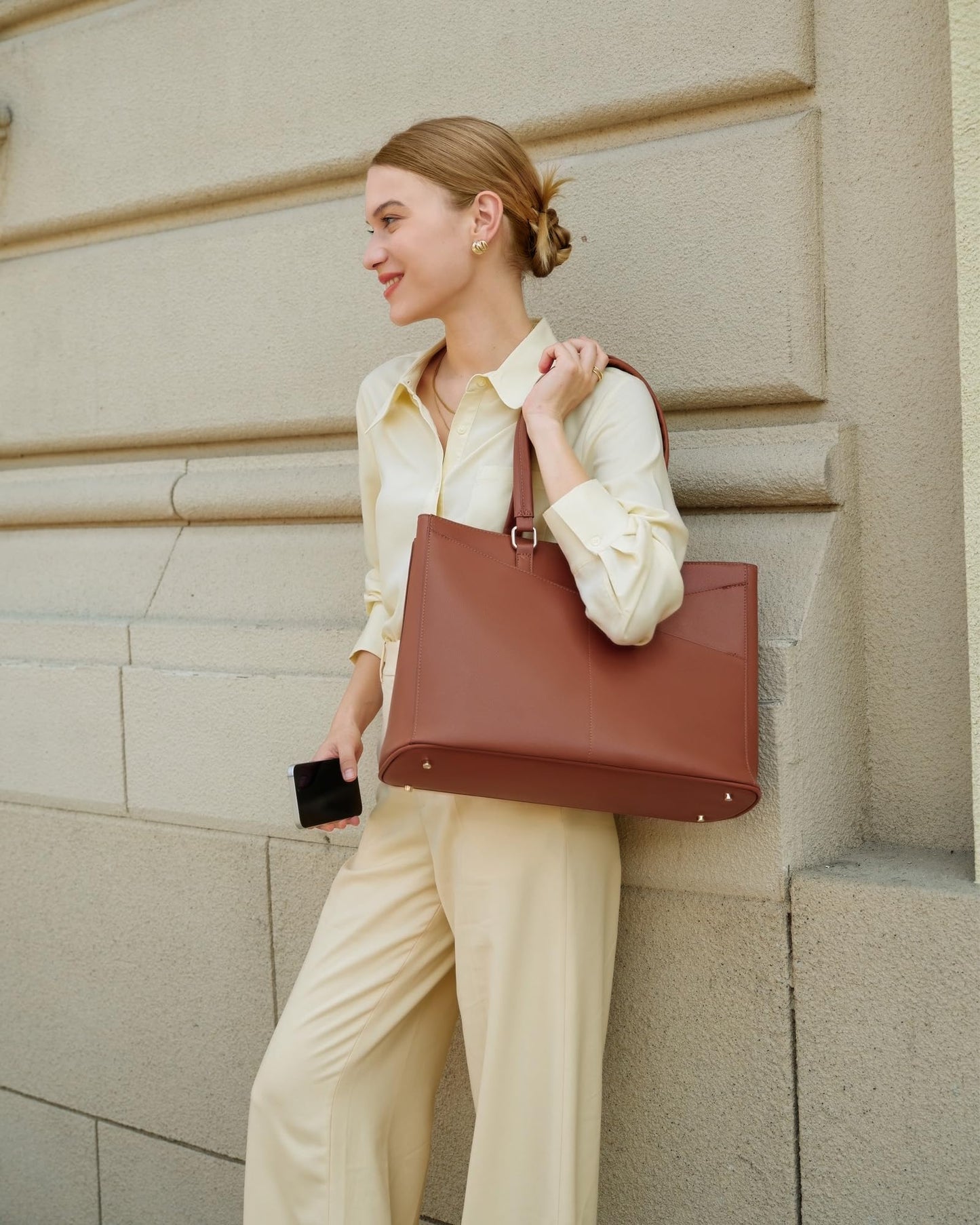 Optima Premium Leather Laptop Tote Bag - 15.6 Inch Waterproof