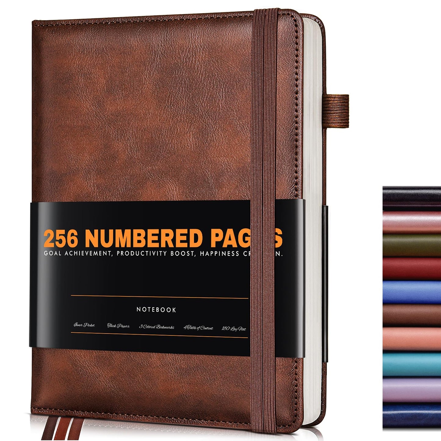 Optima Premium Leather Journal - A5 Size, 256 Numbered Pages