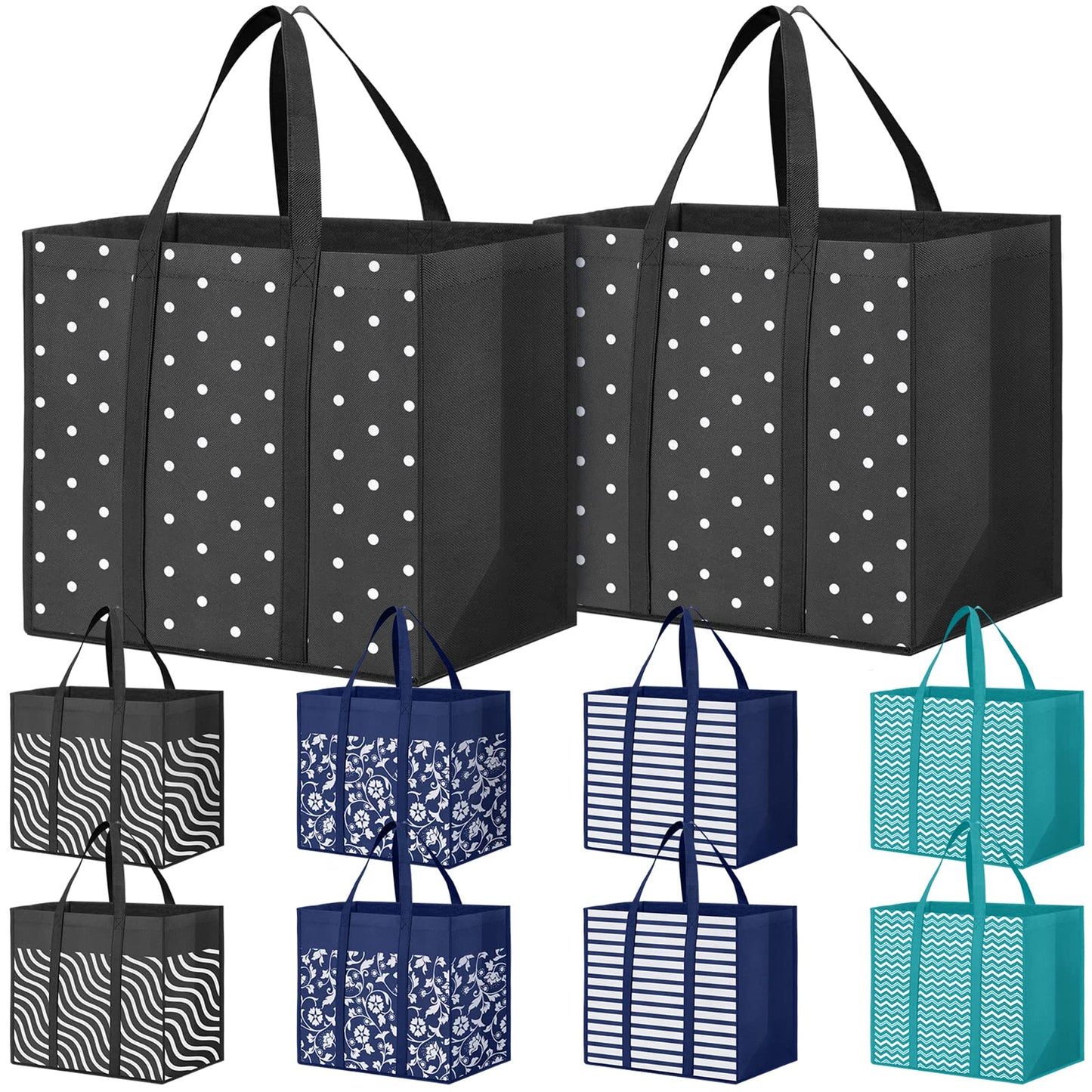Optima Premium Reusable Grocery Tote Bags - 10 Pack