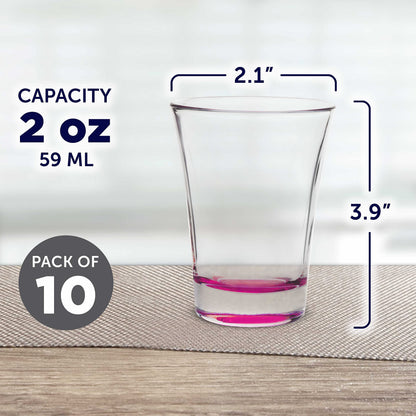Optima Premium Shot Glasses - 2 oz. Pink - 10 Pack