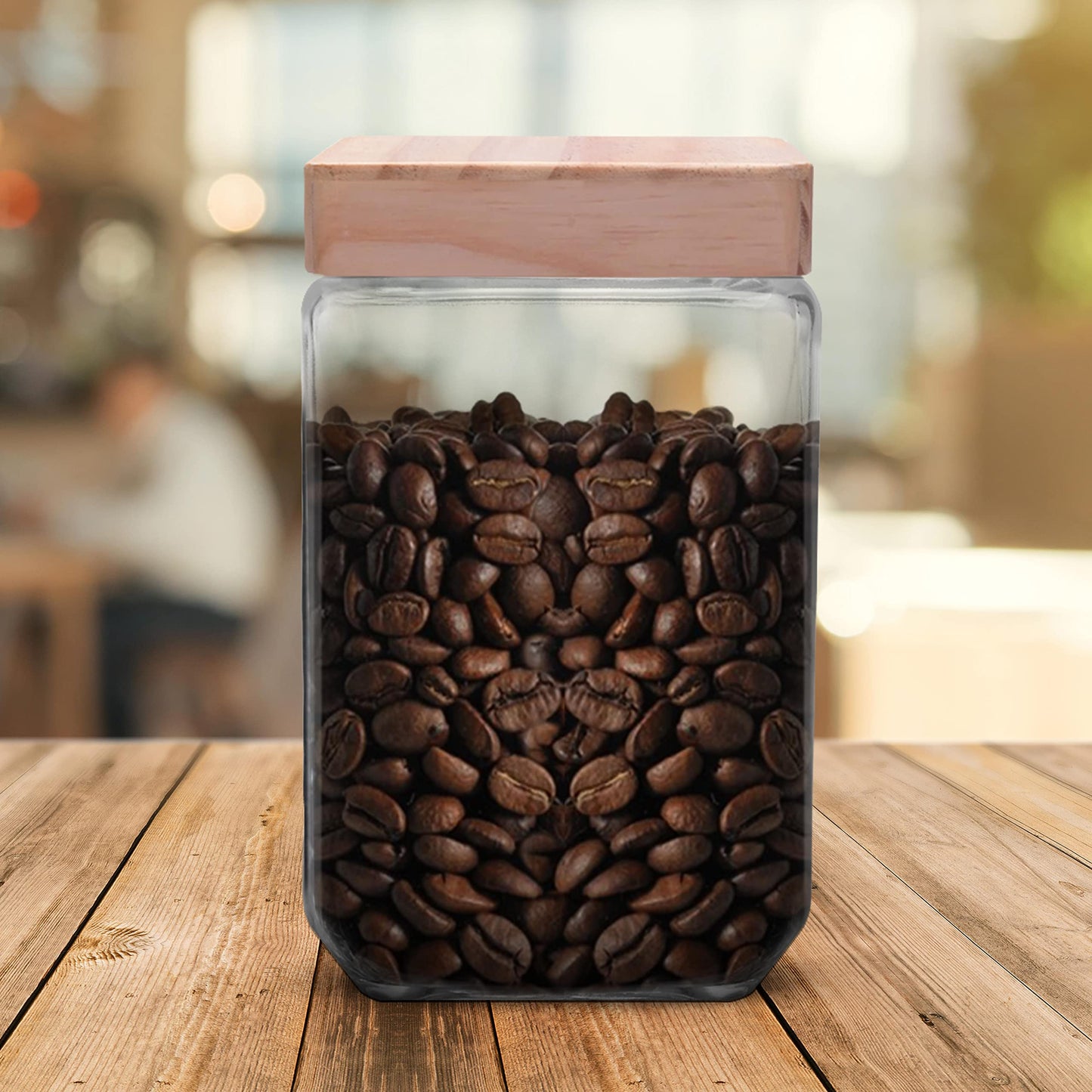 Optima Premium Glass Candy Jars with Wooden Lid - 54 oz, Set of 12