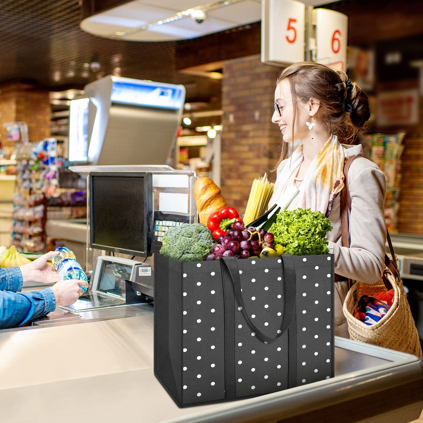 Optima Premium Reusable Grocery Tote Bags - 10 Pack