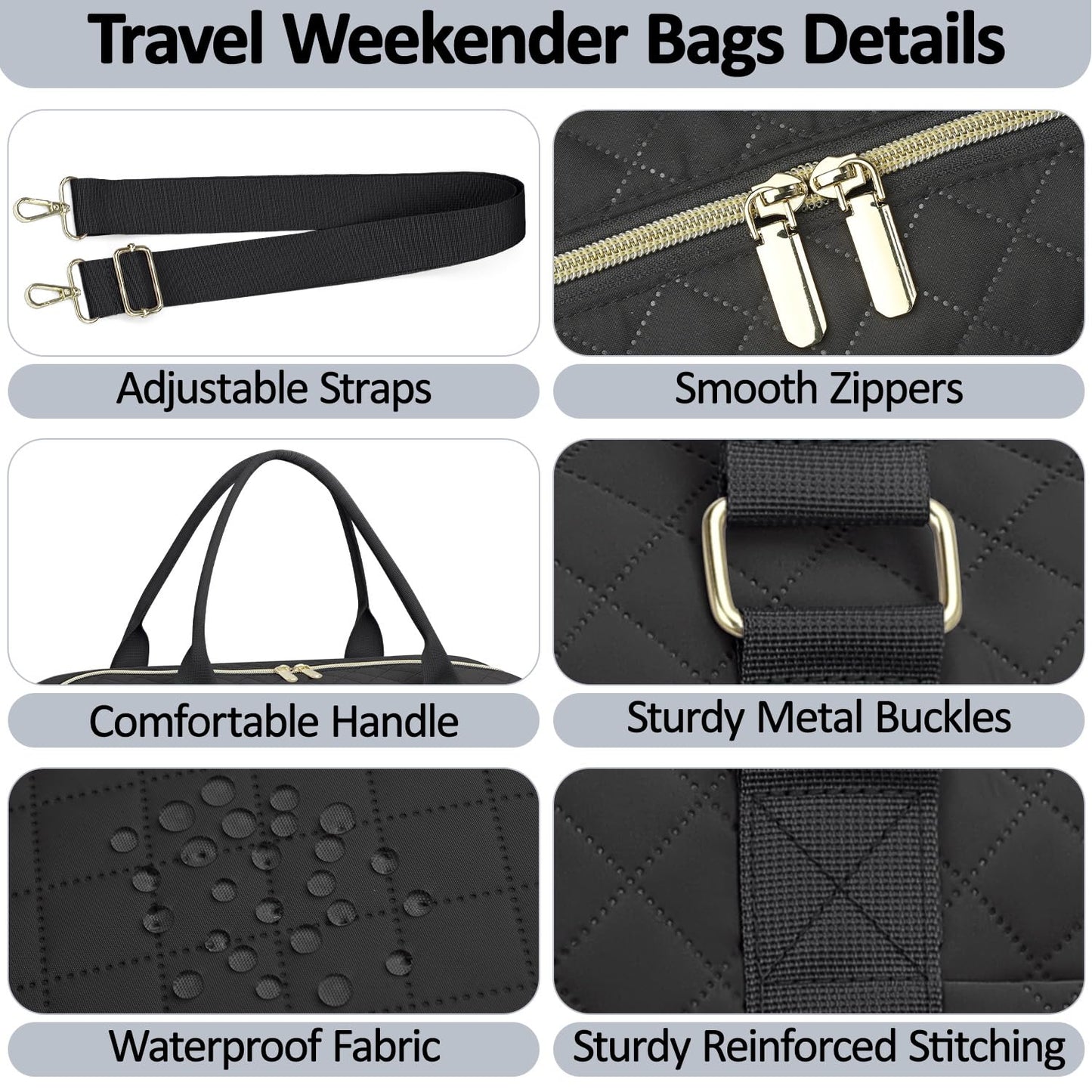 Optima Premium Women's Travel Duffle Bag - Stylish Black Design