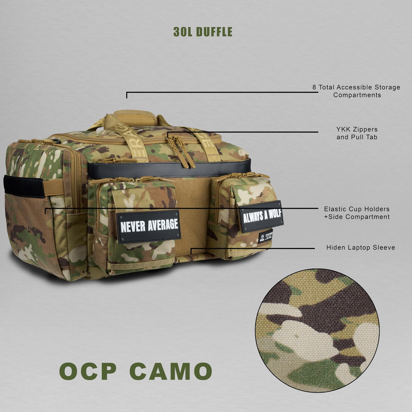 Optima Tactical 30L Duffle Bag - Waterproof with Shoe Compartment