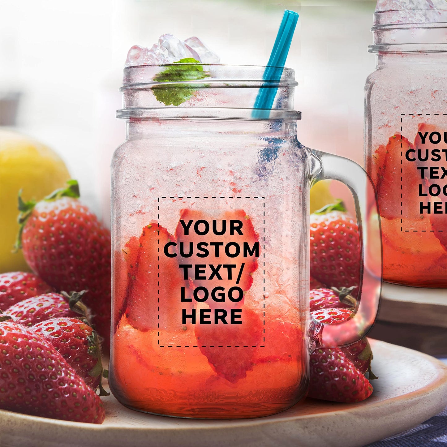 Optima Premium Mason Jar Set - 50 Clear 16 oz. Jars with Handles