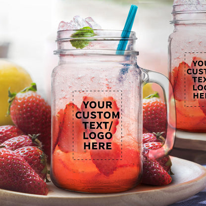 Optima Premium Mason Jar Set - 50 Clear 16 oz. Jars with Handles
