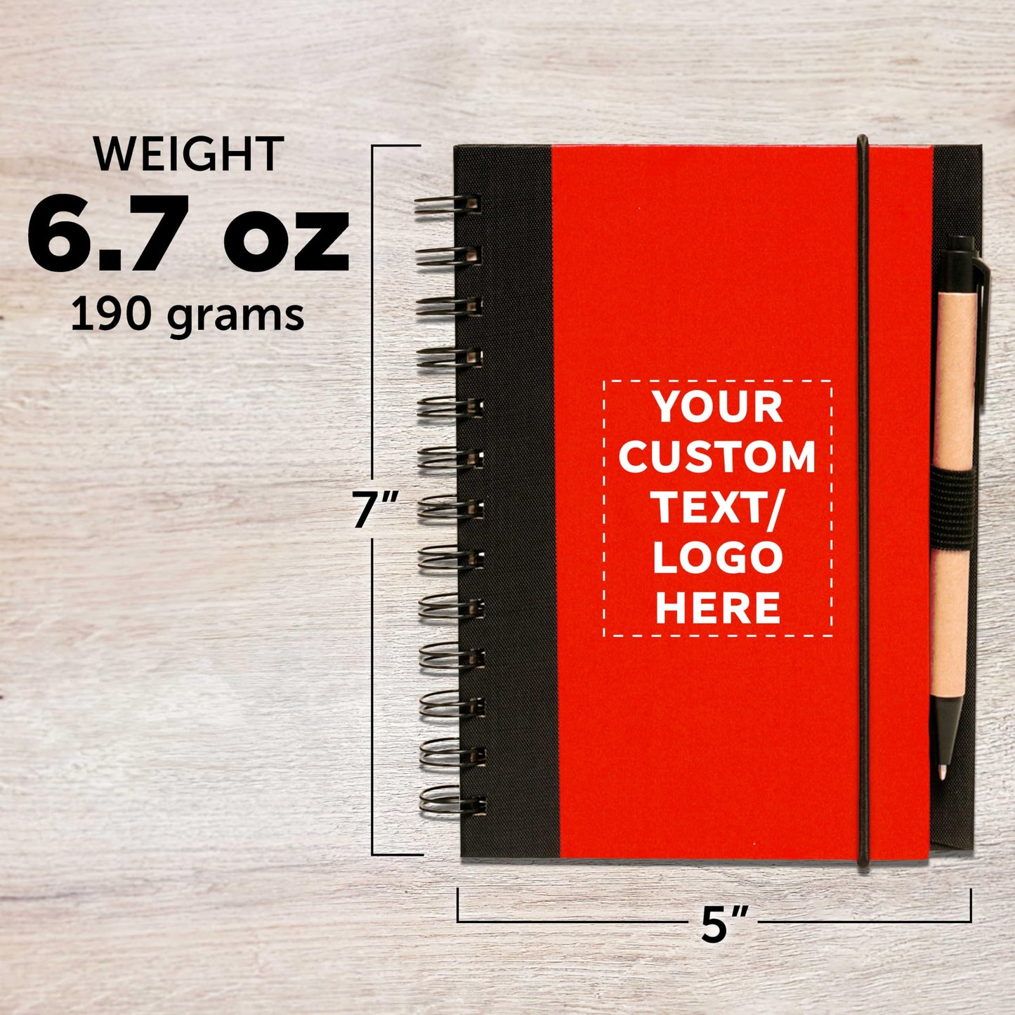 Optima Customizable Eco Block Spiral Notebooks - 100 Pack, Red
