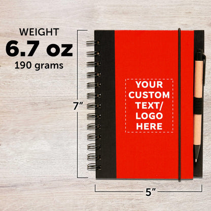Optima Customizable Eco Block Spiral Notebooks - 100 Pack, Red