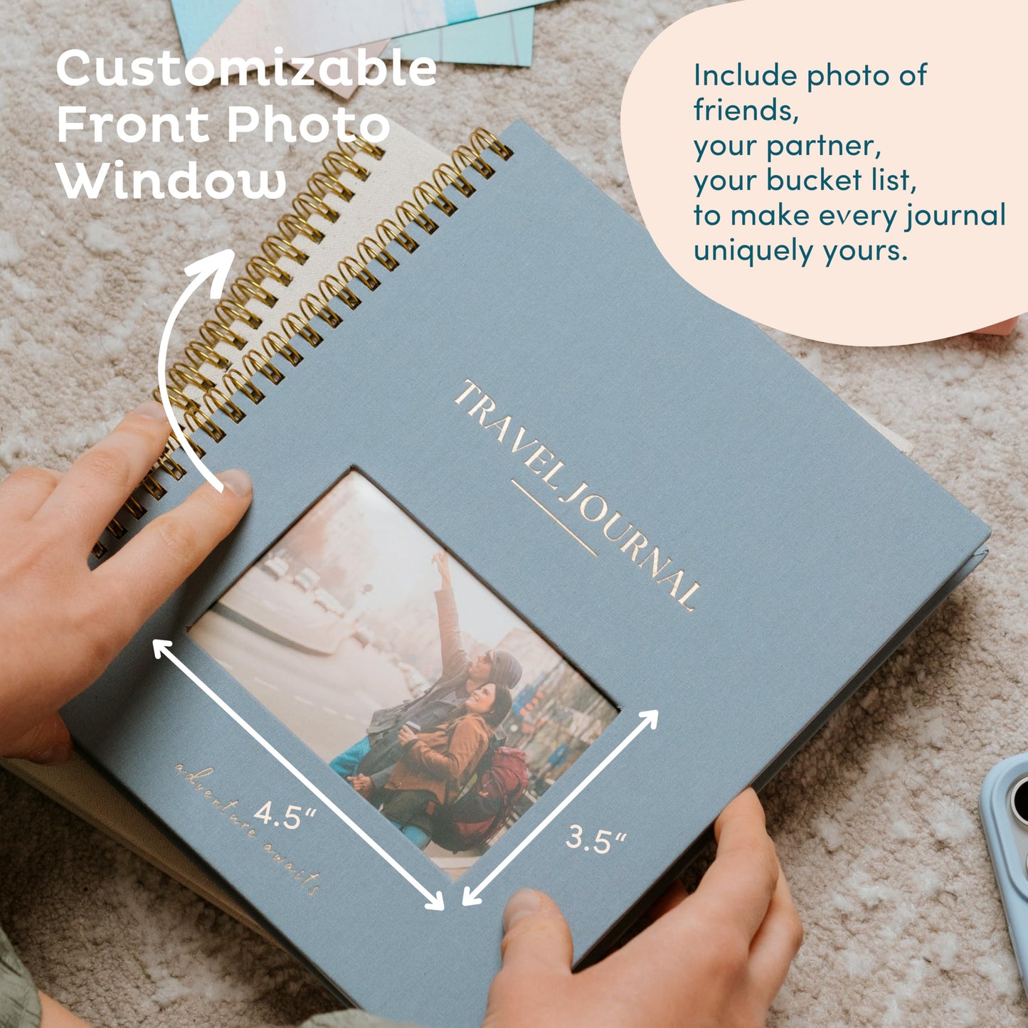 Optima Premium Linen Travel Journal - Personalized Adventure Notebook