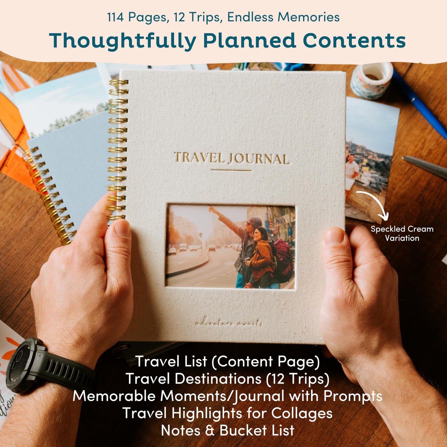 Optima Premium Linen Travel Journal - Personalized Adventure Notebook
