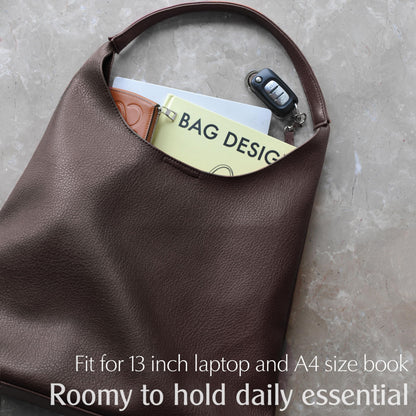Optima Luxe Vegan Leather Slouchy Tote Bag for Women - Coffee