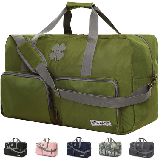 Optima Premium 65L Duffle Bag - Adjustable Strap, Foldable, Loden Green