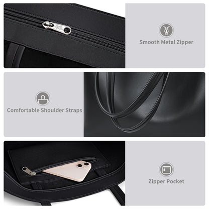 Optima Faux Leather Tote Bag - Stylish Zippered Shoulder Purse