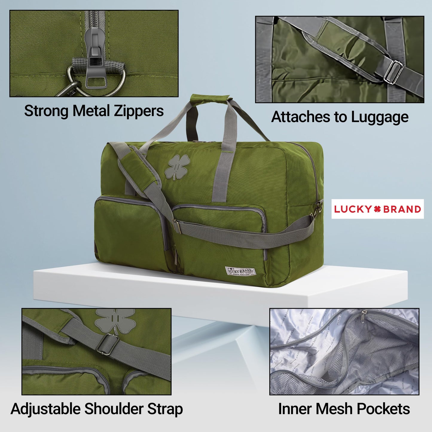 Optima Premium 65L Duffle Bag - Adjustable Strap, Foldable, Loden Green