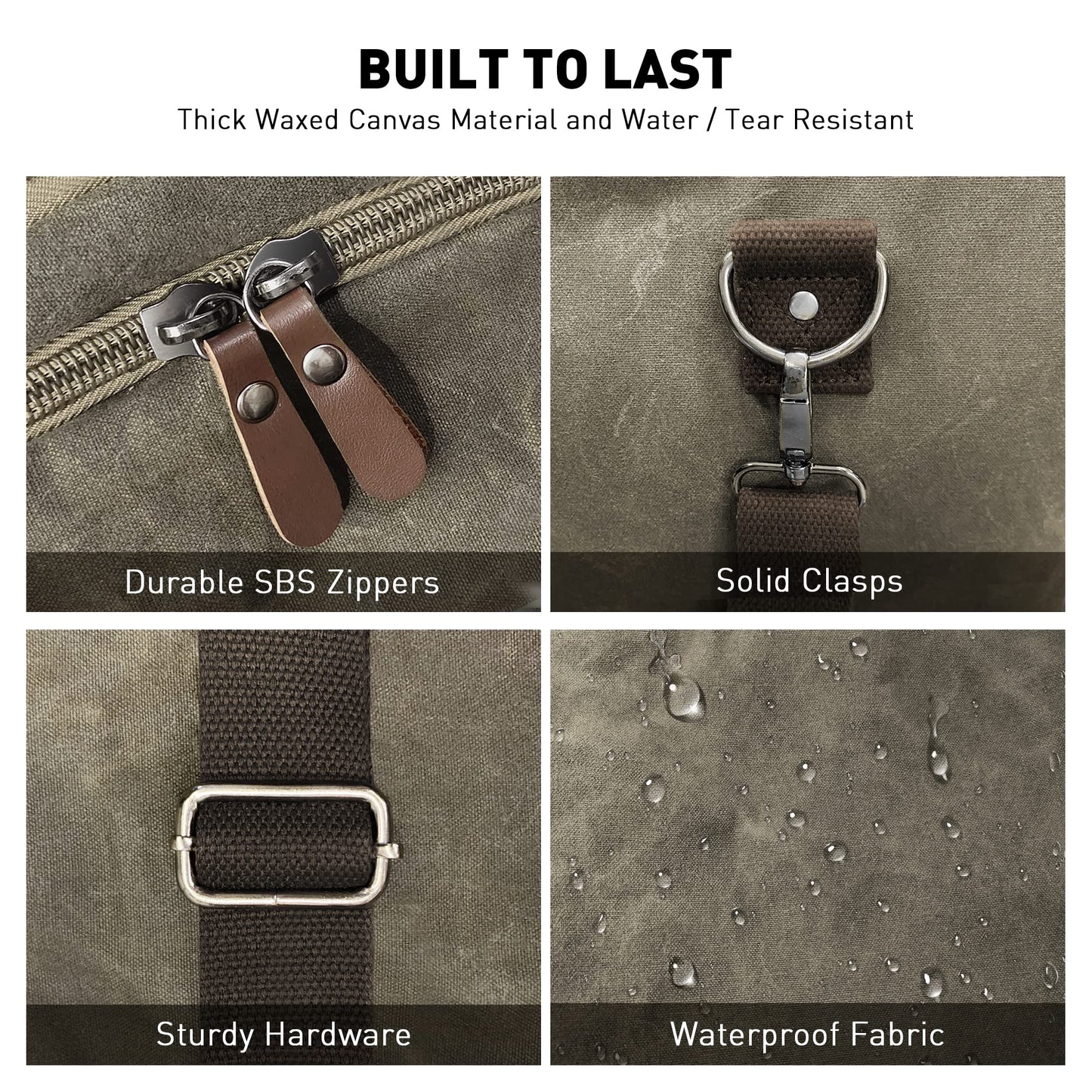 Optima Premium 50L Canvas Leather Duffel Bag - Expandable Weekender