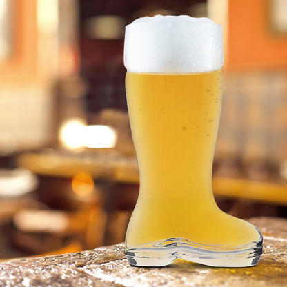 Optima Premium Beer Glasses Set - 6 Large Boot-Shaped 44 oz. Glasses