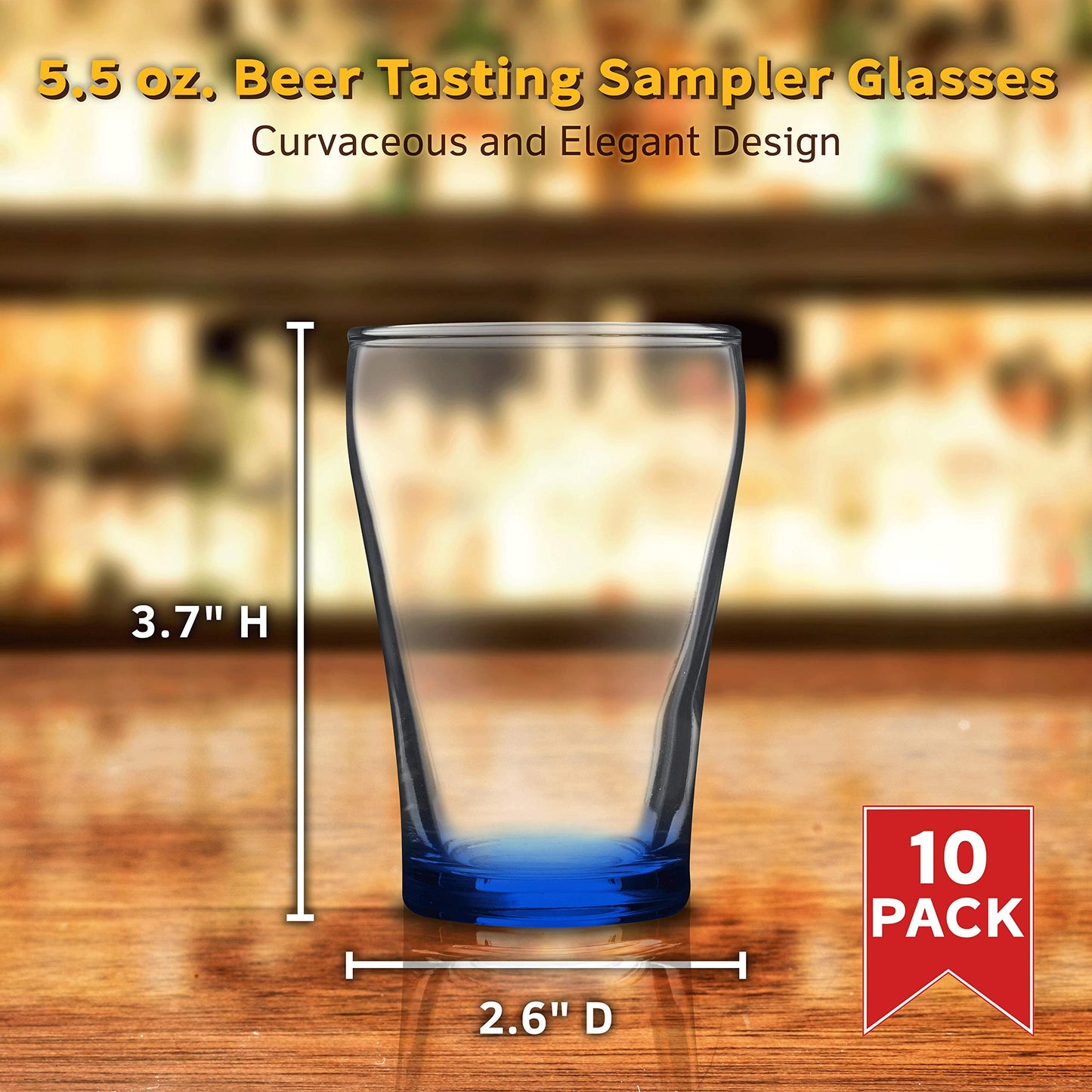 Optima Premium Beer Tasting Glass Set - 10 x 5.5 oz. Samplers