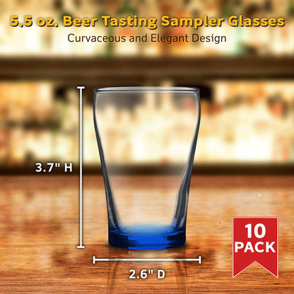 Optima Premium Beer Tasting Glass Set - 10 x 5.5 oz. Samplers