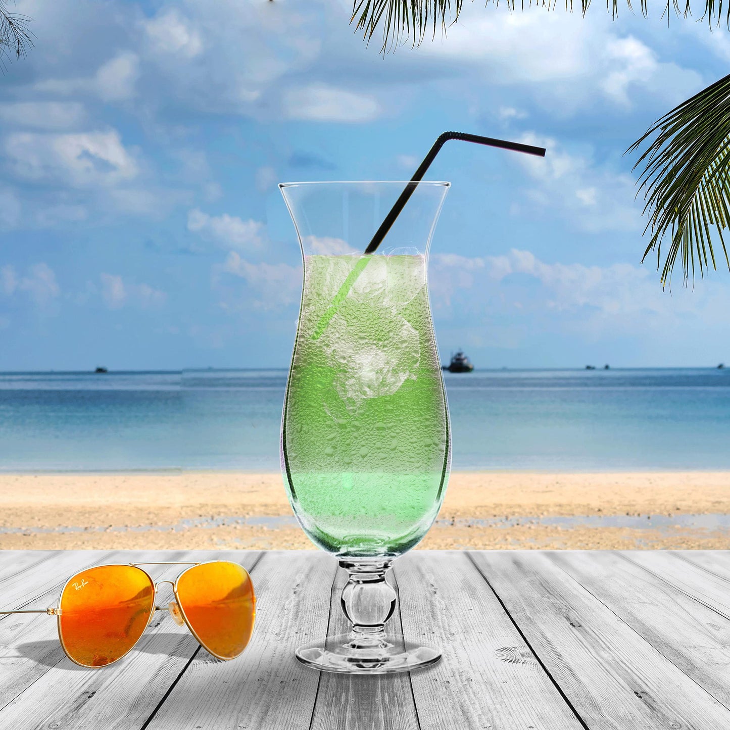 Optima Premium Hurricane Glasses - 16 oz, Set of 12, Clear