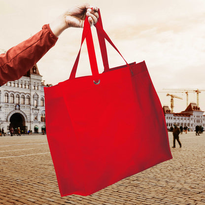 Optima Premium Reusable Canvas Tote Bags - 10 Pack - Red
