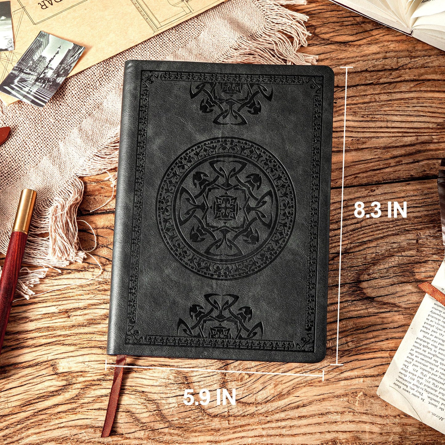 Optima Premium Leather Lined Journal - 5.7'' x 8.3'' Diary