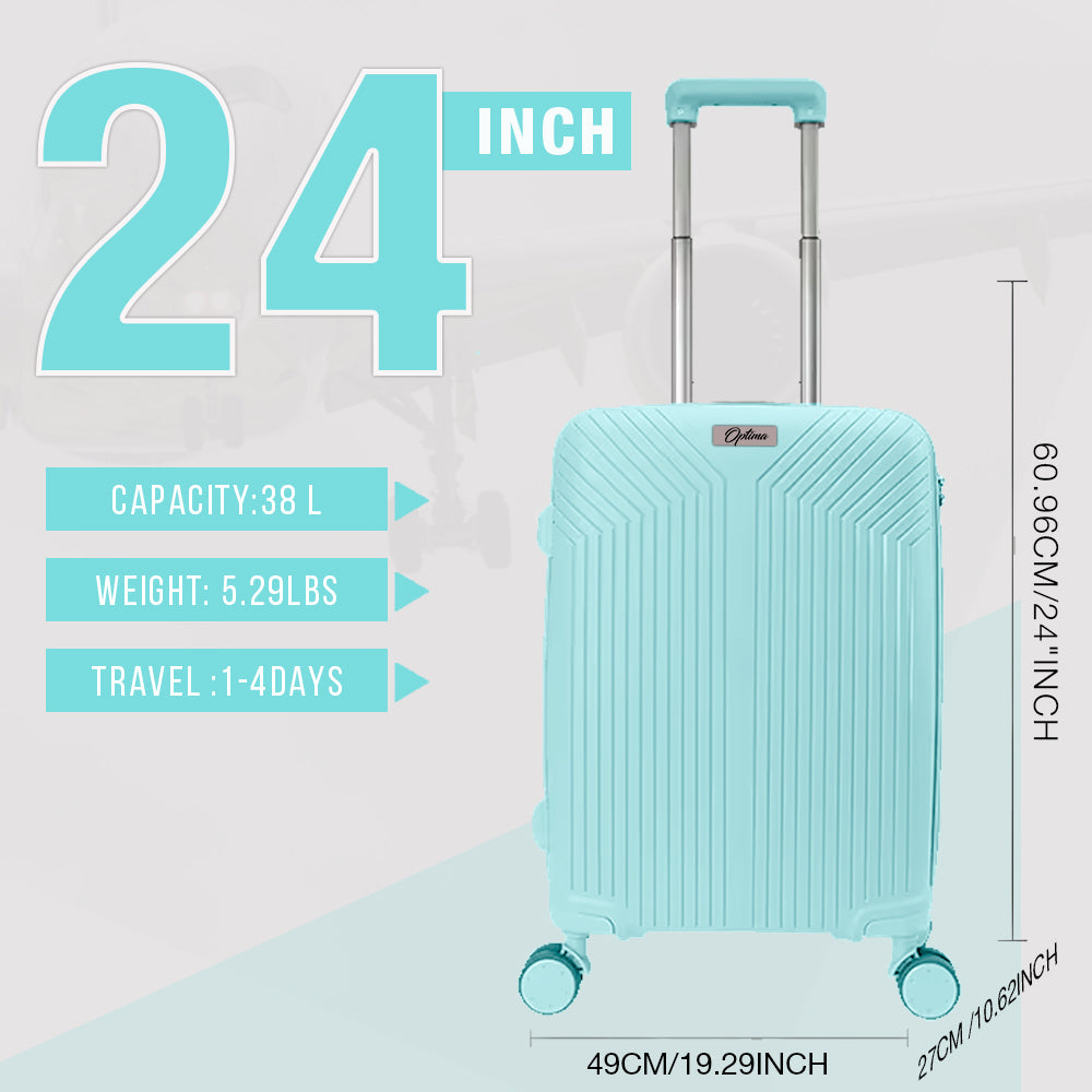 OPTIMA Cabin Luggage | T.Blue Polycarbonate 8 Wheel Spinner Trolley Hardsided Suitcase with TSA Lock Travel Suitcase Pack of -3