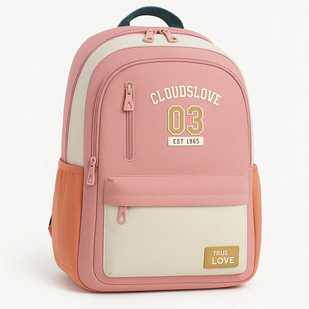 Clouds Love Right Backpack Cute, Colorful bags, Water Resistant and Lightweight(Pink/White) Optima