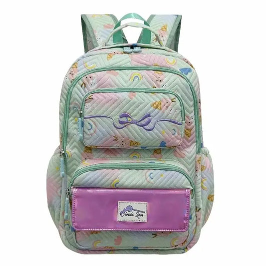 Clouds Love School Bag for Girls Kids Stylish Waterproof Girls School Bag Fashionable Large Capacity School Backpack for Girls Gift School Bag for Kids Girls (6-12 Years Old)Green Optima