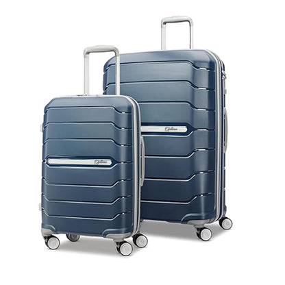 OPTIMA Zenith Hardside Expandable Luggage with Spinners, 2PC SET (Carry-on/Medium) (Blue)