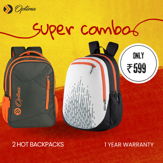 OPTIMA Slim Laptop Backpack,Vintage Tear Resistant Business Bag for Travel,College,School,Casual Daypacks COMBO 2N (OPT-273,N-003) Optima