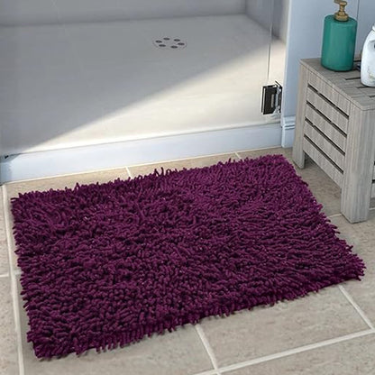 OPTIMA EASY LIVING Saral Home Microfiber Anti-Skid Rectangular Bath Mat (Purple)