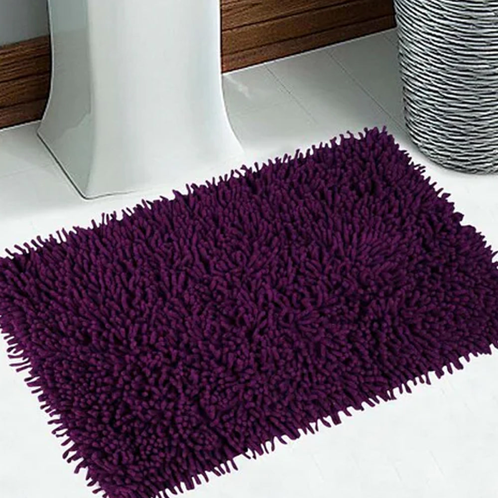 OPTIMA EASY LIVING Saral Home Microfiber Anti-Skid Rectangular Bath Mat (Purple)