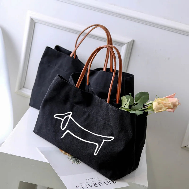 Dachshund Dog Dachshund Dog Printed Women Canvas Tote Bag Gift for Dog Lovers Work Bag Lady Fashion Beach Bag Shopping Bag