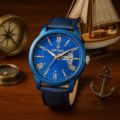 OMD-625 Fashion Analogue Men's Watch(Blue Dial Black Colored Strap)-OMD-625 optima-bags