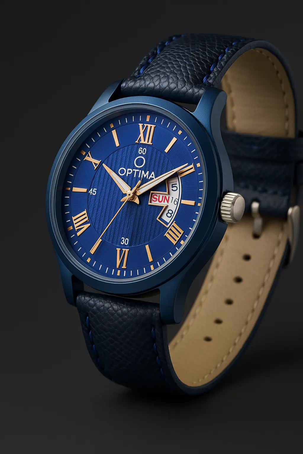 OMD-625 Fashion Analogue Men's Watch(Blue Dial Black Colored Strap)-OMD-625 optima-bags