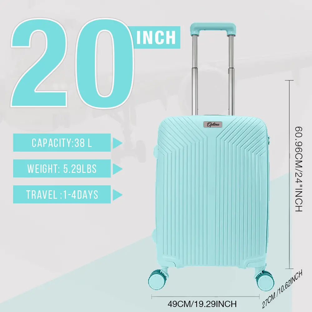 OPTIMA Cabin Luggage | Small 20Inch T.Blue Polycarbonate 8 Wheel Spinner Trolley Hardsided Suitcase with TSA Lock Travel Suitcase Optima