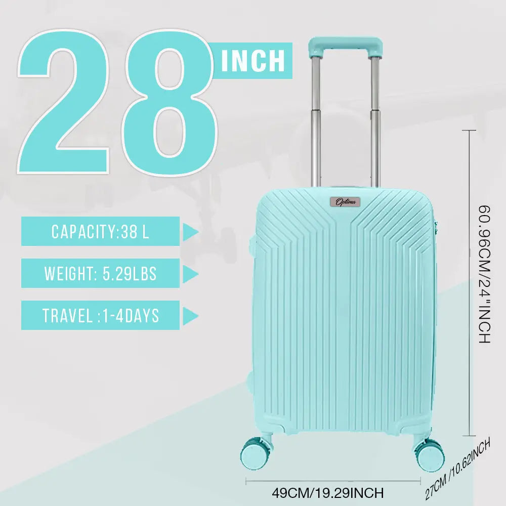 OPTIMA Cabin Luggage | T.Blue Polycarbonate 8 Wheel Spinner Trolley Hardsided Suitcase with TSA Lock Travel Suitcase Pack of -3 Optima