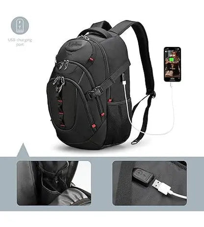 OPTIMA Design Large Business Laptop Backpack with Smart USB Charging Port Travel Backpack Fits 15.6 inches laptops ( Black) Optima Inc