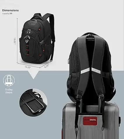 OPTIMA Design Large Business Laptop Backpack with Smart USB Charging Port Travel Backpack Fits 15.6 inches laptops ( Black) Optima Inc