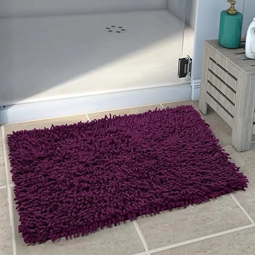 OPTIMA EASY LIVING Saral Home Microfiber Anti-Skid Rectangular Bath Mat (Purple) Optima