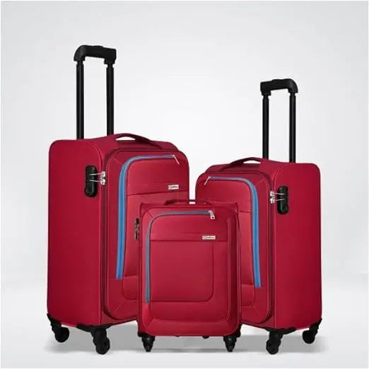 OPTIMA Prion Softside Expandable Roller Luggage, Red, 3-Piece Set (20/24/28) Optima