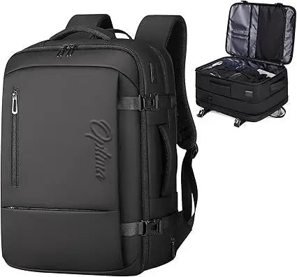 OPTIMA Travel Backpack for Men, Flight Approved Carry On Luggage Backpack with USB Port, Water Resistant Expandable Computer Daypack, 17.3 Inch Black Business Laptop Backpack for College/Work Optima Inc
