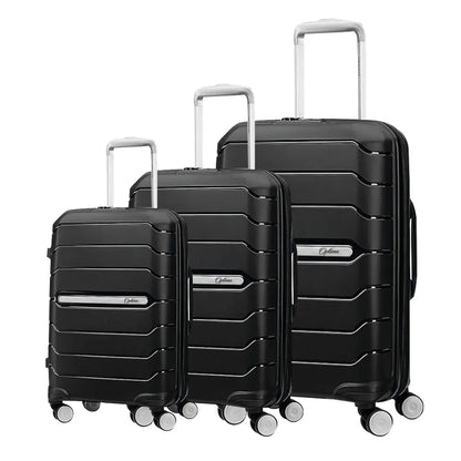 OPTIMA Zenith Hardside Expandable Luggage with Spinners, Black, 3PC SET (Carry-on/Medium/Large) (Black) Optima