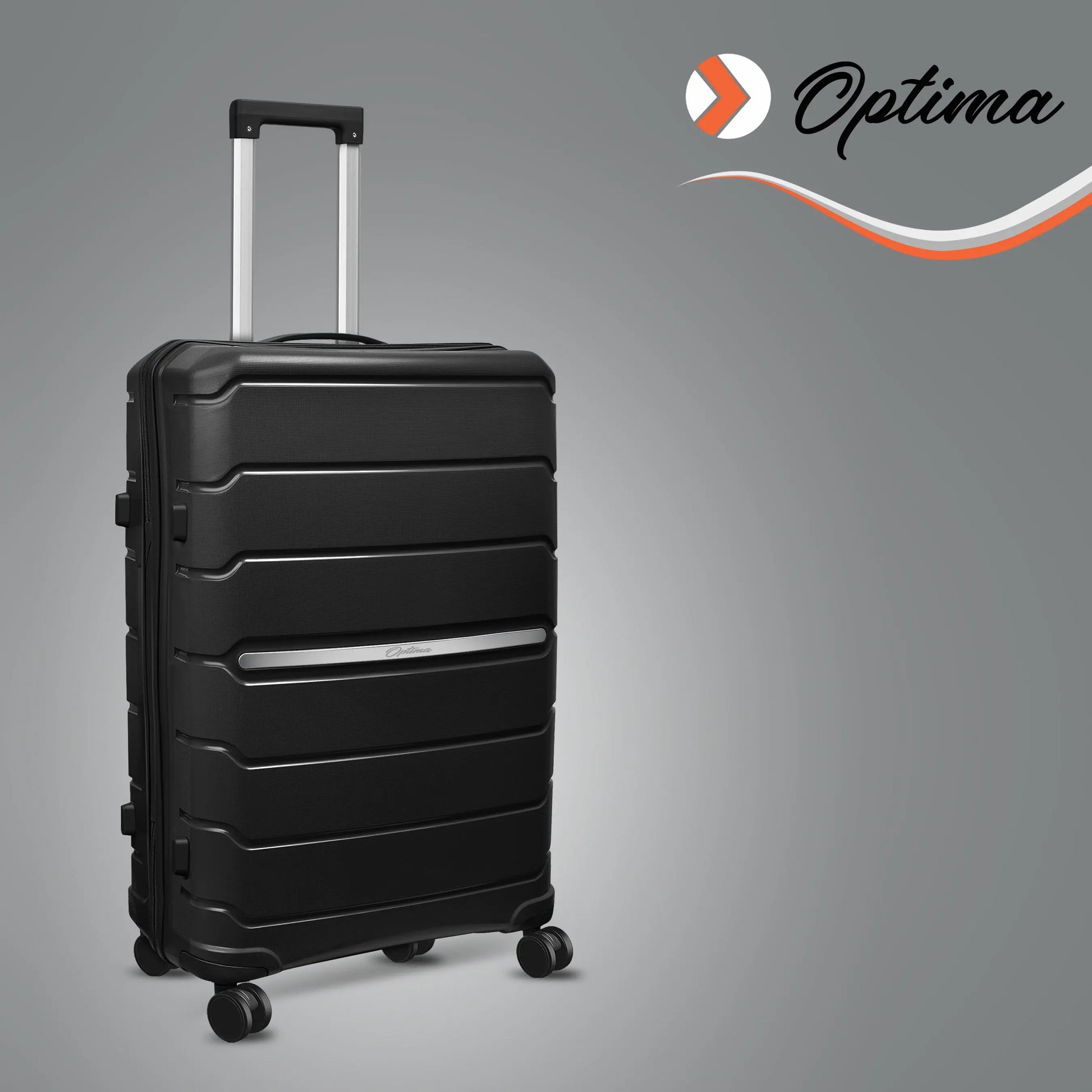 OPTIMA Zenith Hardside Expandable Luggage with Spinners, Black, 3PC SET (Carry-on/Medium/Large) (Black) Optima