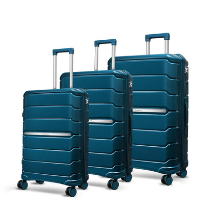 OPTIMA Zenith Hardside Expandable Luggage with Spinners, Black, 3PC SET (Carry-on/Medium/Large) (Blue) Optima