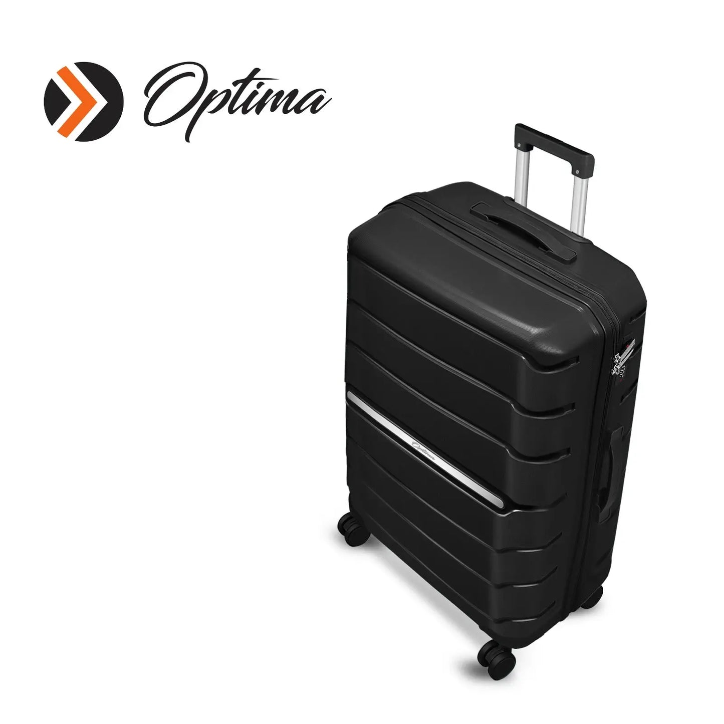 OPTIMA Zenith Hardside Luggage with Spinners, 2PC SET (Carry-on/Medium) (Black) Optima