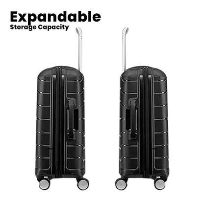 OPTIMA Zenith Hardside Luggage with Spinners, 2PC SET (Carry-on/Medium) (Black) Optima